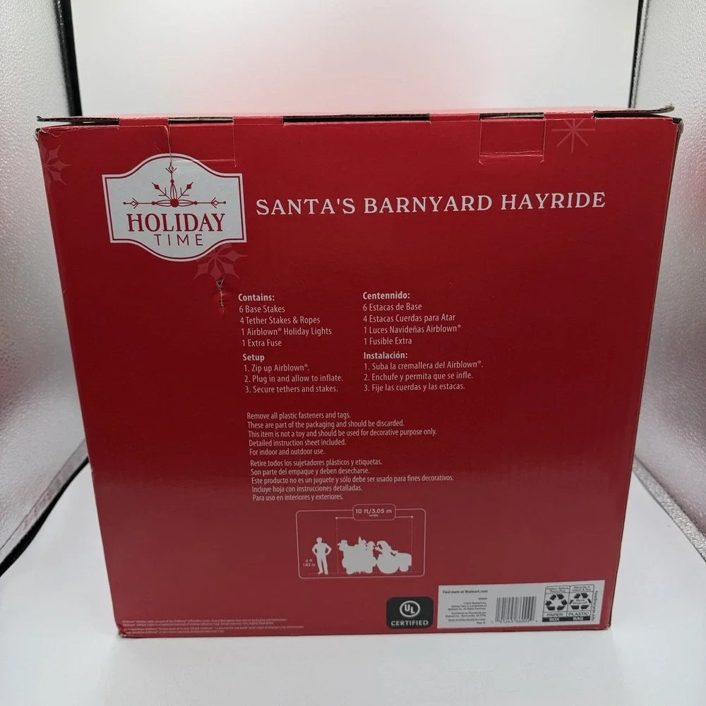 Santas Barnyard Hayride Christmas Airblown Inflatable Holiday Time 10 Ft Wide